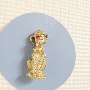 Vintage Gold Tone Textured Dog Brooch, 1 3/4, Mint